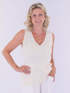 Sofia Cotton Blend Sleeveless Top - Cream