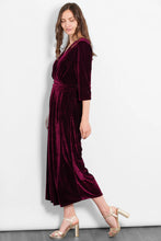 Load image into Gallery viewer, Marlene Velvet Wide Leg Jumpsuit - Berry