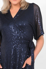 Load image into Gallery viewer, Diana Sequin Wrap Maxi Dress - Navy