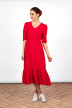 Load image into Gallery viewer, Aurelia Broderie Anglaise Midi Dress - Red