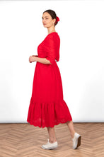 Load image into Gallery viewer, Aurelia Broderie Anglaise Midi Dress - Red