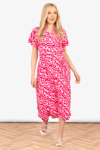 Amara Pink Leopard Print Wrap Dress
