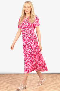 Amara Pink Leopard Print Wrap Dress