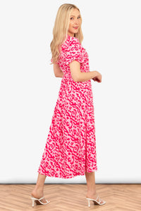 Amara Pink Leopard Print Wrap Dress