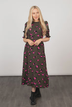 Load image into Gallery viewer, Hazel Animal Print Midi Dress - Khaki &amp; Pink Leopard