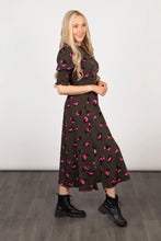 Load image into Gallery viewer, Hazel Animal Print Midi Dress - Khaki &amp; Pink Leopard