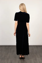 Load image into Gallery viewer, Roxy Tiered Velvet Maxi Dress - Navy
