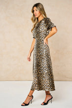 Load image into Gallery viewer, Athena Animal Print Midi Dress - Cream &amp; Brown Leopard