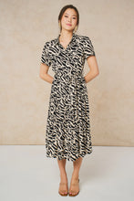 Load image into Gallery viewer, Liberty Midi Shirt Dress - Black, Abstract Animal