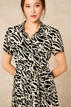 Load image into Gallery viewer, Liberty Midi Shirt Dress - Black, Abstract Animal