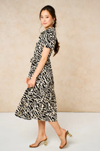 Load image into Gallery viewer, Liberty Midi Shirt Dress - Black, Abstract Animal