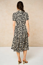 Load image into Gallery viewer, Liberty Midi Shirt Dress - Black, Abstract Animal