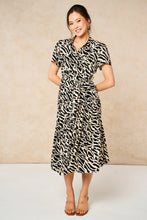 Load image into Gallery viewer, Liberty Midi Shirt Dress - Black, Abstract Animal