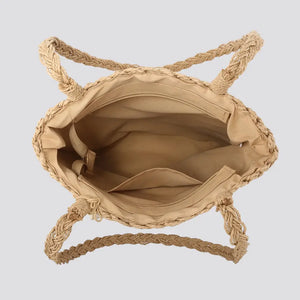 Poppy Hessian Tote Bag with Shell Charm - Camel