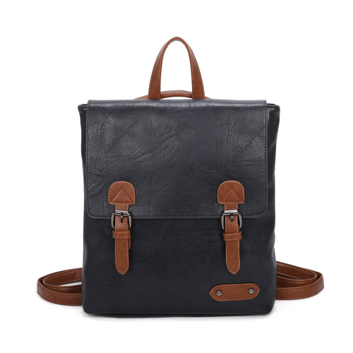 Sally Faux Leather Backpack Bag - Navy