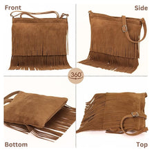 Load image into Gallery viewer, Savannah Fringed Suede Bag - Stone