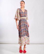 Load image into Gallery viewer, Sienna Contrast Floral Angel Sleeve Midi Dress