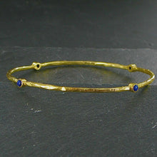 Load image into Gallery viewer, Semi Precious Stone Gold Plated Bangle - Lapis Lazuli