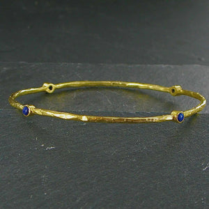 Semi Precious Stone Gold Plated Bangle - Lapis Lazuli