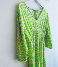 Load image into Gallery viewer, Aleks Cotton Cheesecloth Leopard Print Midi Dress - Lime &amp; Yellow