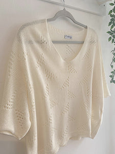 Alice Textured Knit Cotton Jumper - Cream