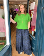 Load image into Gallery viewer, Amara Leopard Print Culotte Trousers - Navy