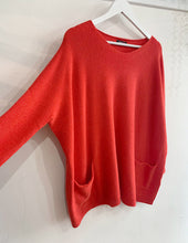 Load image into Gallery viewer, Amelia Oversized Two Pocket Jumper - Rosso Fluo Orange