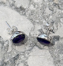 Load image into Gallery viewer, Amethyst Gemstone &amp; Sterling Silver Stud Earrings