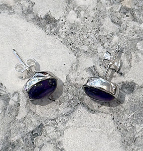 Amethyst Gemstone & Sterling Silver Stud Earrings