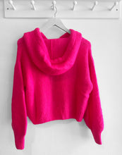 Load image into Gallery viewer, Anaïs Mohair Wool Blend Hooded Cardigan - Neon Pink