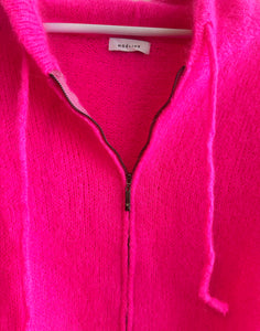 Anaïs Mohair Wool Blend Hooded Cardigan - Neon Pink
