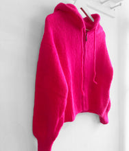 Load image into Gallery viewer, Anaïs Mohair Wool Blend Hooded Cardigan - Neon Pink