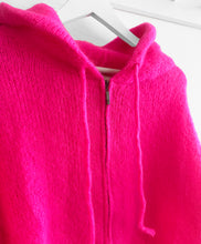 Load image into Gallery viewer, Anaïs Mohair Wool Blend Hooded Cardigan - Neon Pink