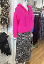 Load image into Gallery viewer, Anaïs Mohair Wool Blend Hooded Cardigan - Neon Pink