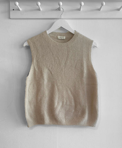 Anaïs Alpaca Wool Blend Round Neck Tank Top - Taupe