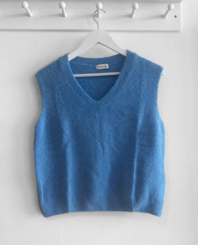 Anaïs Alpaca Wool Blend V Neck Tank Top -  Powder Blue