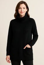 Load image into Gallery viewer, Anna Roll Neck &amp; Pockets Jumper - Black