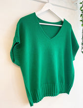 Load image into Gallery viewer, Annie Short Sleeve Rib Detail Jumper - Emerald Green