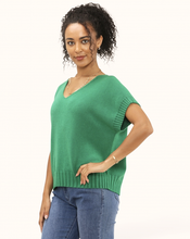 Load image into Gallery viewer, Annie Short Sleeve Rib Detail Jumper - Emerald Green