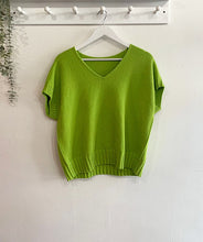 Load image into Gallery viewer, Annie Short Sleeve Rib Detail Jumper - Lime