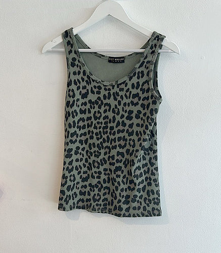 Athena Leopard Print Cotton Vest - Khaki