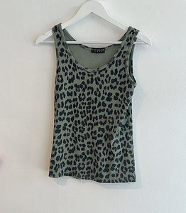 Athena Leopard Print Cotton Vest - Khaki