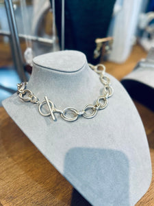 Chunky Double Link Short Necklace - Gold