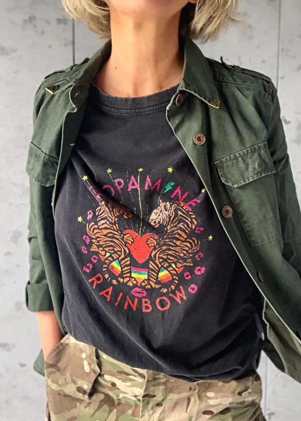 Neon Marl Dopamine  Organic Cotton T-Shirt - Black