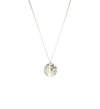 Load image into Gallery viewer, Large Round Marble Effect Pendant Necklace - Silver &amp; White