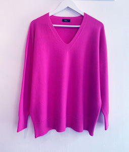 Charlene V Neck Jumper - Magenta