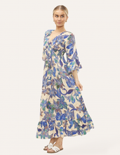 Load image into Gallery viewer, Clarissa Floral Print Shirred Maxi Dress - Royal Blue