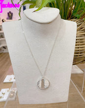 Load image into Gallery viewer, Large Round Marble Effect Pendant Necklace - Silver &amp; White