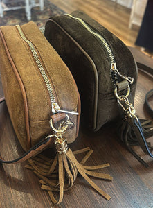 Mila Vegan Suede Camera Bag - Camel