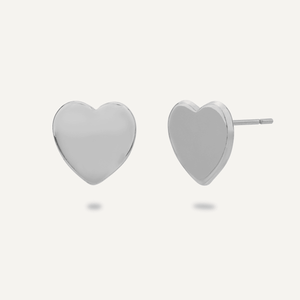 Keira Small Heart Stud Earrings - Silver Rhodium